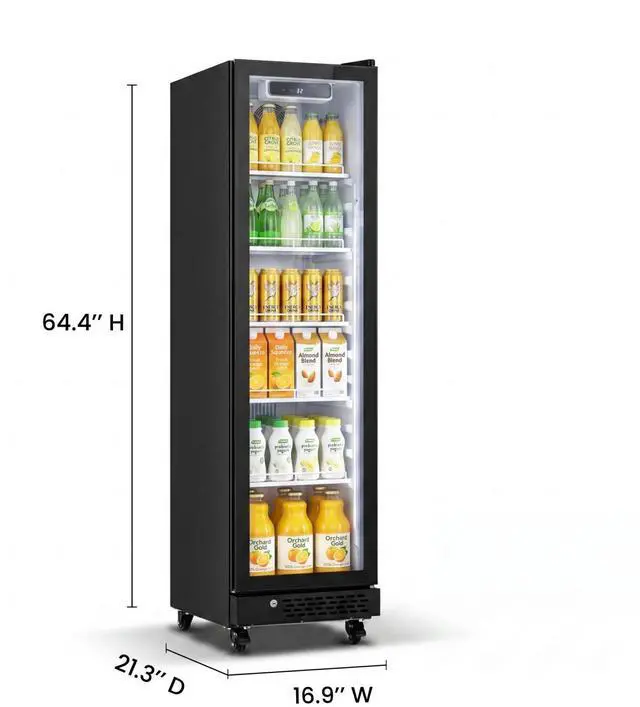 Alt view image 2 of 7 - Yeego 6.9 Cu.Ft. Commercial Refrigerator, Glass Door Display Beverage Fridge with Dual-Layer Glass Door & Adjustable Shelves, LED Light, Upright Beverage Cooler Merchandiser for Shop Restaurant Bar