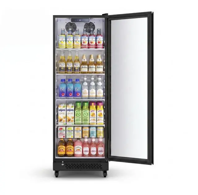 Main image of Yeego Commercial Beverage Refrigerator, 10.8 Cu.Ft Double Tempered Glass Door Merchandiser Fridge with Adjustable Shelves & LED Light Display Refrigerator, 32-50°F for Store Restaurant Bar Office