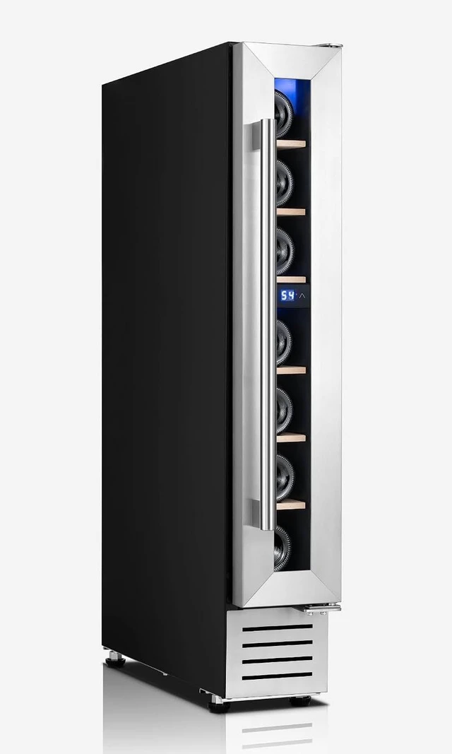 Main image of Yeego 6 Inch Wine Cooler Refrigerator - 7 Bottles Wine Fridge with Glass Door, 40-65°F, 360° Cooling, Automatic Defrost, Adjustable Shelves, Freestanding/Built In for Home Bar Office (Left Hinge)