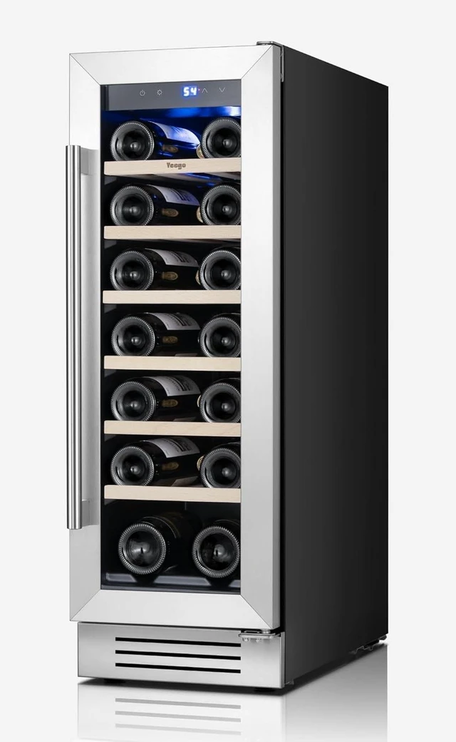 Main image of Yeego 12 Inch Wine Cooler Refrigerator - 20 Bottles Wine Fridge with Glass Door, 40-65°F, 360° Cooling, Automatic Defrost, Energy Efficient, Built In/Under Counter for Home Bar Office (2.05 Cu.ft)