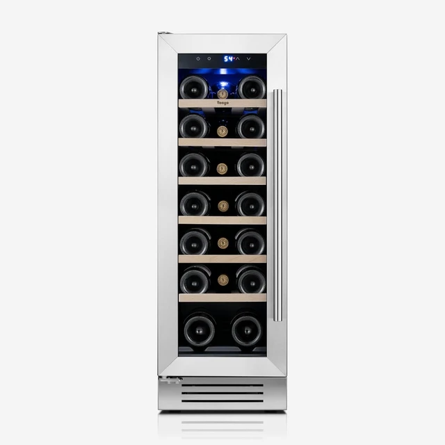 Alt view image 7 of 7 - Yeego 12 Inch Wine Cooler Refrigerator - 2.05 Cu.ft Wine Fridge Holds 20 Bottles, 40-65°F, 360° Cooling, Automatic Defrost, Adjustable Shelves, Freestanding/Built In/Under Counter for Home Bar Office