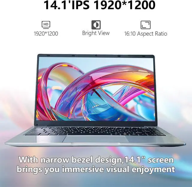 Alt view image 2 of 7 - Elepad Windows Laptop Computer, 14.1 Inch Windows 11 Laptop Notebook Traditional Laptop PC with Intel Celeron J4105 Quad Core 6GB DDR4 256GB SSD 2.4/5G WiFi BT4.0 HDMI USB 3.0 1920X1200 IPS Webcam