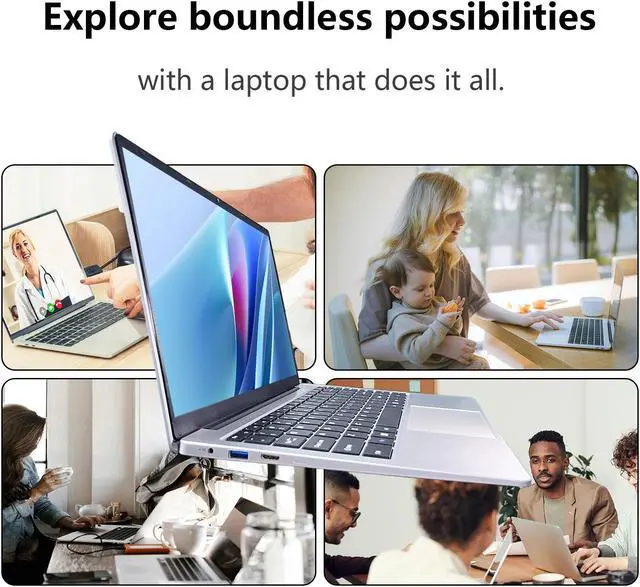 Alt view image 6 of 7 - Elepad Windows Laptop Computer, 14.1 Inch Windows 11 Laptop Notebook Traditional Laptop PC with Intel Celeron J4105 Quad Core 6GB DDR4 256GB SSD 2.4/5G WiFi BT4.0 HDMI USB 3.0 1920X1200 IPS Webcam