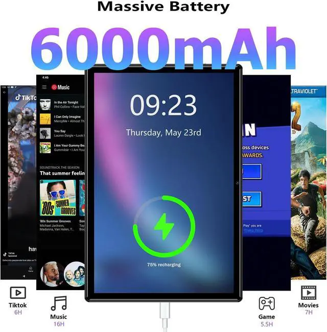 Alt view image 5 of 7 - Elepad 2024 Newest Tablet Cellular Android Tablets Octa-Core Android 13 Unlocked Tablet with SIM Card Slot, 128GB ROM+4GB RAM, 10 Inch 5MP+13MP Camera/5G WIFI GPS/BT/6000mAh/1280*800 IPS Screen