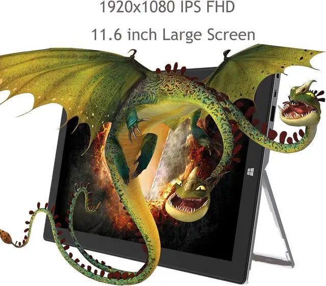 Alt view image 3 of 7 - Elepad Windows Tablet with Keyboard + 11.6 Inch Touchscreen 2 in 1 Laptop + 6GB DDR4, 128GB SSD, Intel J4125, Dual Camera, Micro HDMI, USB3.0, SD Card Slot