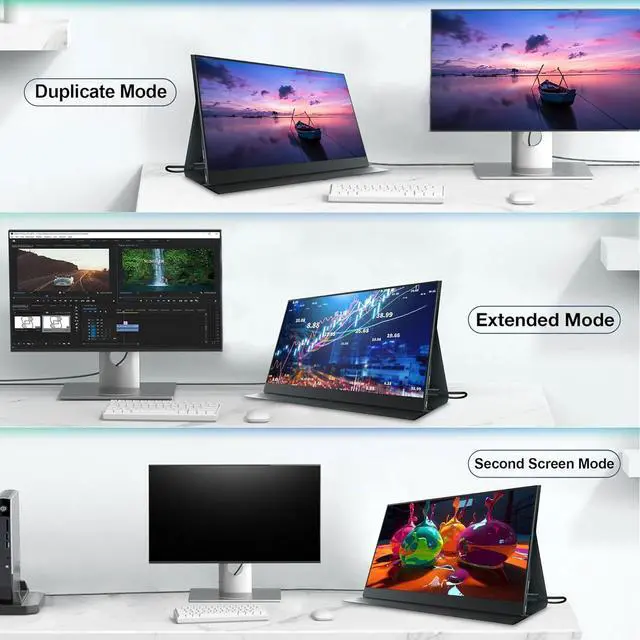 Alt view image 3 of 7 - Elepad Portable Monitor 15.6 Inch 1080P FHD External Display with USB C Mini HDMI, Cover & Speaker - Ideal for Laptop, PC, MAC, Phone, PS4/5, Xbox, Switch - Perfect for Travel, Gaming, and Work