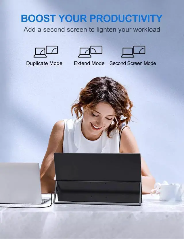 Alt view image 6 of 7 - EVICIV 18.5" 100Hz Gaming Monitor Full HD HDMI USB C Laptop Screen Stand & VESA HDMI 2*Type C Switch Display for PS Xbox