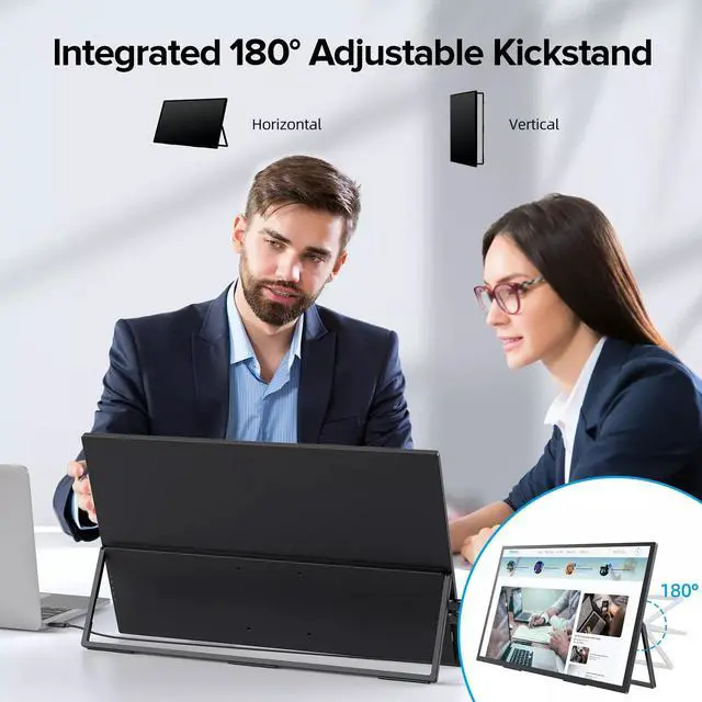 Alt view image 5 of 7 - EVICIV 4K Portable Monitor 18.4" Larger Game Screen 3840*2160 w/Integrated Stand&VESA
