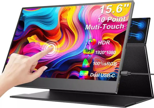Main image of EVICIV 15.6" Touch Portable Monitor Full HD 1080P 100%s RGB HDMI Type C Second Display for Laptop/Mac