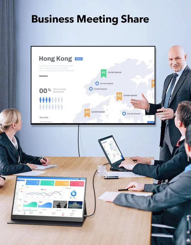 Alt view image 4 of 7 - EVICIV 15.6"  Touchscreen Portable Monitor 15.6'' 2*USB C 1080P HDMI USB C OTG Battery Display For Mac Pro