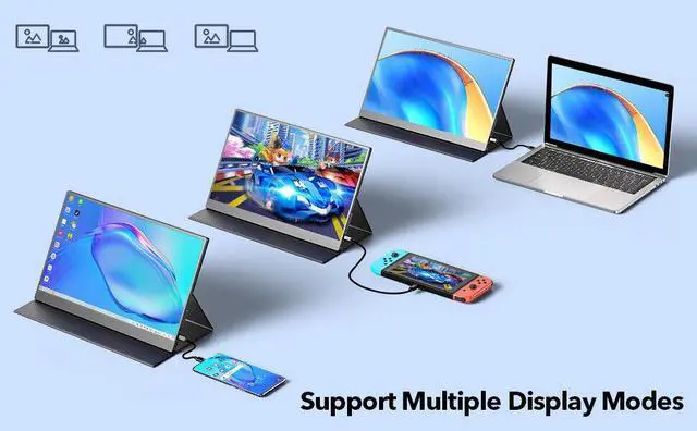 Alt view image 7 of 7 - EVICIV 15.6"  Touchscreen Portable Monitor 15.6'' 2*USB C 1080P HDMI USB C OTG Battery Display For Mac Pro