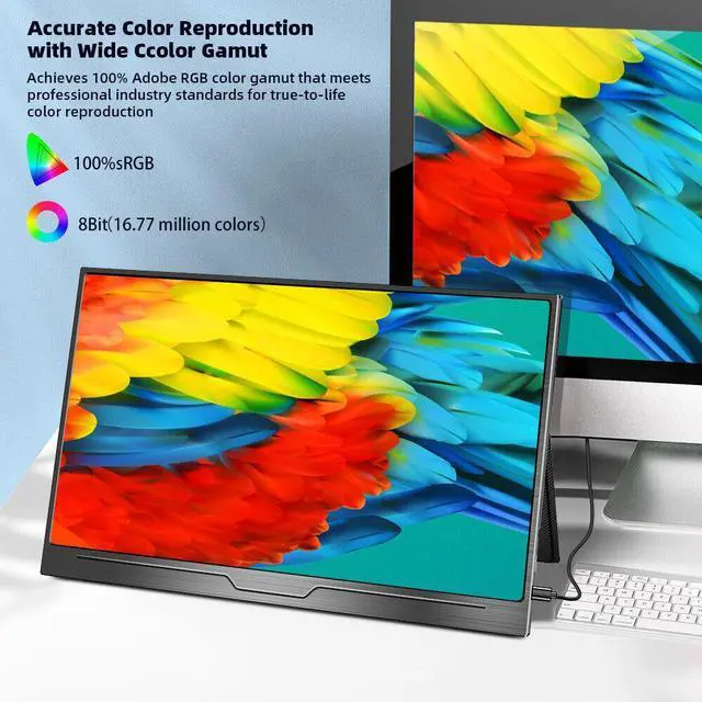 Alt view image 3 of 7 - EVICIV 15.6" Portable Monitor 1920*1080 Second Display HDMI Type C For Computer Laptop