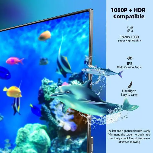 Alt view image 6 of 7 - EVICIV 15.6" Portable Monitor 1920*1080 Second Display HDMI Type C For Computer Laptop