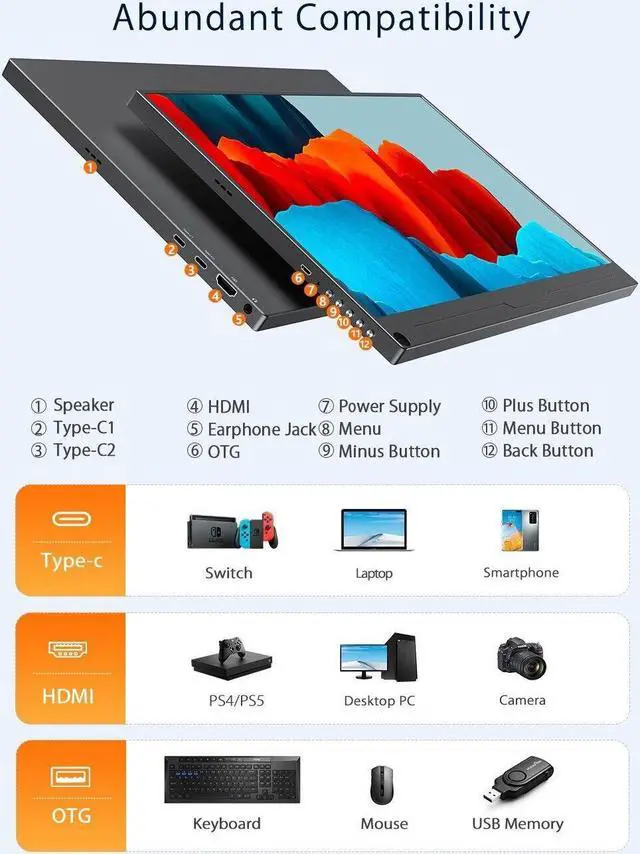Alt view image 4 of 7 - EVICIV 15.6" 4K Ultra HD Portable Monitor 3840*1260 LCD Display For Computer PC Laptop w/VESA