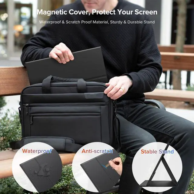 Alt view image 6 of 7 - EVICIV 15.6 FHD 1080P IPS 10-Point Touchscreen Portable Monitor with Stand, Cover, Speakers & Eye-Care Technology - USB-C & HDMI Compatible for Laptop, PC, Phone & Switch
