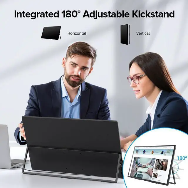 Alt view image 5 of 7 - EVICIV 18.4 4K UHD Portable Monitor, 3840x2160 IPS with 100% sRGB, HDR, FreeSync, VESA & 180° Adjustable Stand - Ultra-Slim & Lightweight for Travel