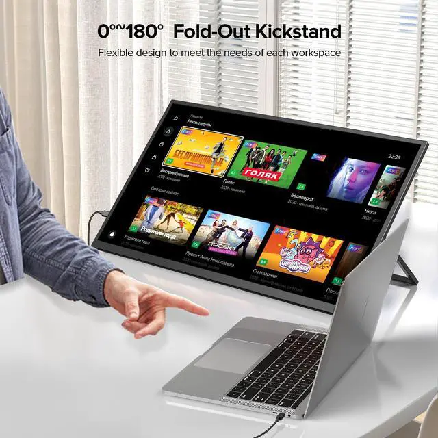 Alt view image 3 of 7 - EVICIV 22 2K QHD Portable Monitor with 180° Adjustable Kickstand & VESA, HDR, FreeSync, 350 Nits Brightness, USB-C & HDMI - Travel Gaming Second Screen for Laptop & Switch