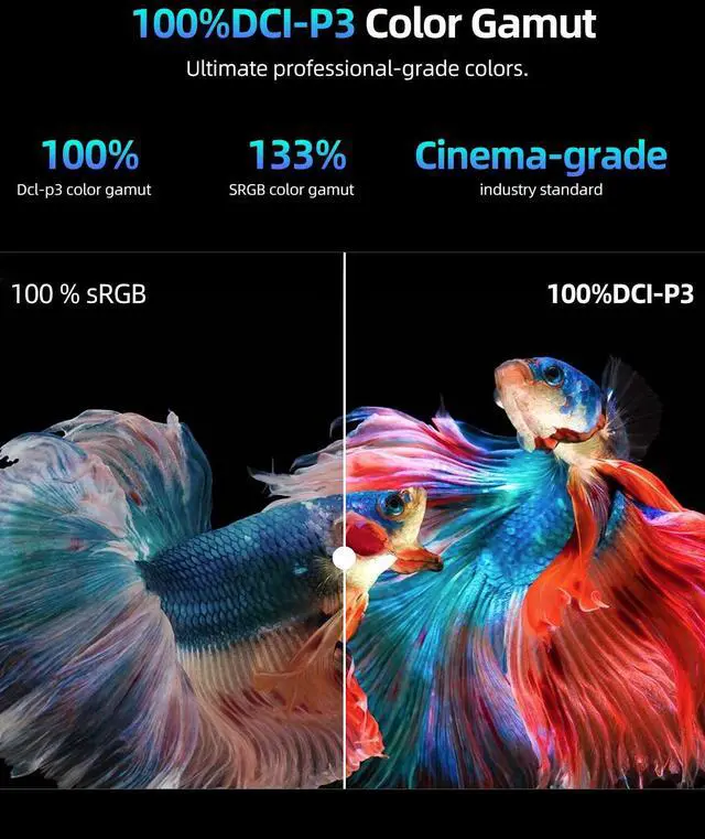 Alt view image 5 of 7 - EVICIV 18 2K 144Hz Portable Gaming Monitor | QHD 2560x1600, 100% DCI-P3, FreeSync, HDR, VESA, Frameless Matte IPS | Second Screen for Laptop & Game Console
