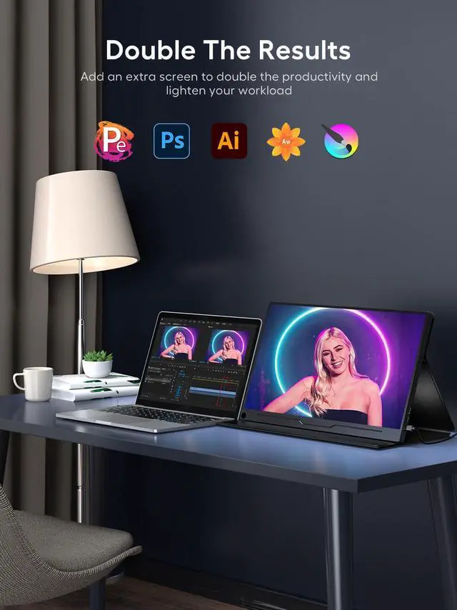 Alt view image 3 of 7 - EVICIV 18.5" 120Hz Portable Monitor 1080P HDMI Dual USB C Computer Gaming Monitors  Freesync HDR w/VESA