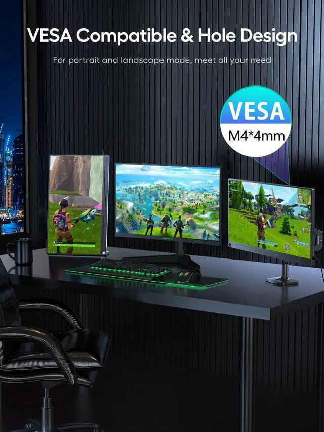 Alt view image 4 of 7 - EVICIV 18.5" 120Hz Portable Monitor 1080P HDMI Dual USB C Computer Gaming Monitors  Freesync HDR w/VESA