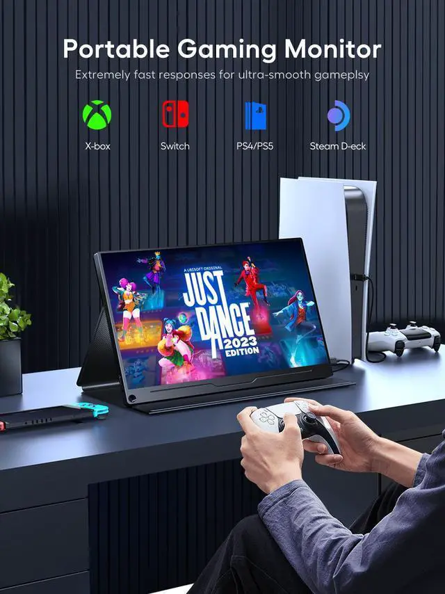 Alt view image 6 of 7 - EVICIV 18.5" 120HZ Portable Gaming Monitor 1080P FHD Large Monitor For PS Game Xbox One