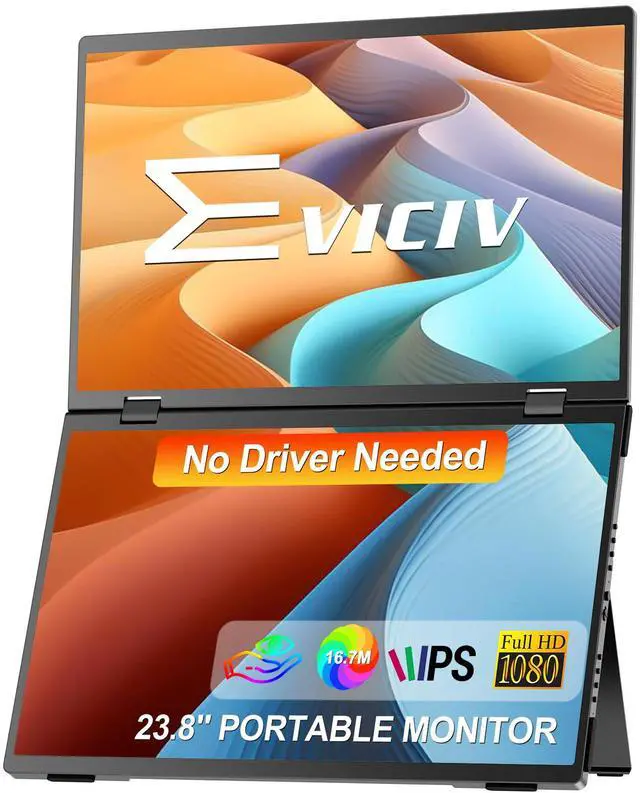 Main image of EVICIV Delta 15.6" Dual Monitor 1080P HDR, 360° Foldable Portable Laptop Screen Extender with Stand for Laptop, PC, Phone, and Game Console (No Driver Needed)