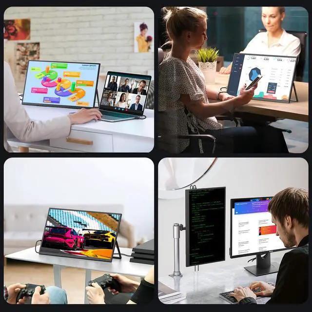 Alt view image 4 of 7 - EVICIV 18.5" Portable Monitor 1080P FHD Display HDMI 2*Type C 100% sRGB