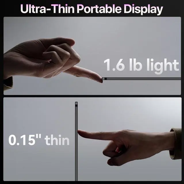 Alt view image 7 of 7 - EVICIV 16" OLED Portable Monitor, 3K 2880x1800, 120Hz, 0.1ms, 500 Nits, 100% DCI-P3, 100000:1 Contrast, Ultra-Slim for Gaming, Work, and Travel