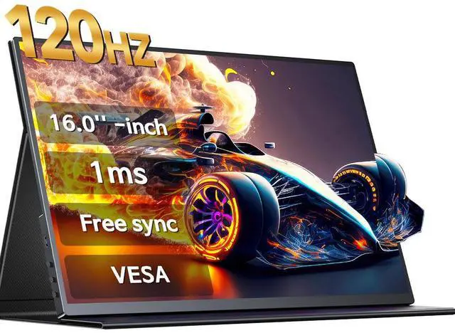 Main image of EVICIV 16" 120Hz Portable Gaming Monitor with HDR, 400 Nits, 1080P IPS, Ultra-Slim Aluminum Design, VESA & Smart Cover - Ultimate Travel Companion