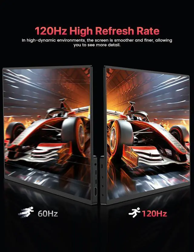 Alt view image 3 of 7 - EVICIV 16" 120Hz Portable Gaming Monitor with HDR, 400 Nits, 1080P IPS, Ultra-Slim Aluminum Design, VESA & Smart Cover - Ultimate Travel Companion