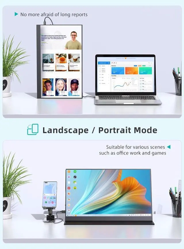 Alt view image 6 of 7 - EVICIV Portable Monitor 17.3" 1080P, IPS HDR Computer Display, HDMI USB-C External Monitor for Laptop Monitor