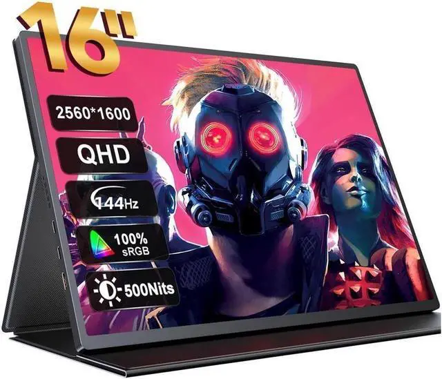 Main image of EVICIV 2K 144Hz Portable Gaming Monitor 16" 2560x1600 QHD Portable Monitor HDR FreeSync Laptop Monitor w/VESA & Smart Case Matte IPS Eye Care External Second Screen for PC Phone Game Console
