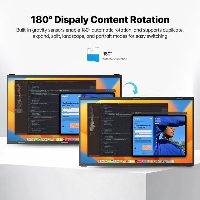 Alt view image 5 of 7 - EVICIV 18.5" 100Hz Dual Monitor Portable Laptop Screen Extender with HDR, 360° Folding, VESA & Stand for Laptop, PC, Phone, Game Console (Plug & Play, No Driver Needed)