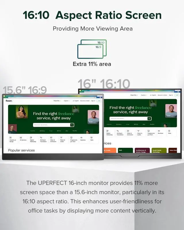 Alt view image 3 of 7 - EVICIV Portable Monitor 16" 2K 2560x1600  Gaming Monitor 100%sRGB USB C HDMI for PS Xbox