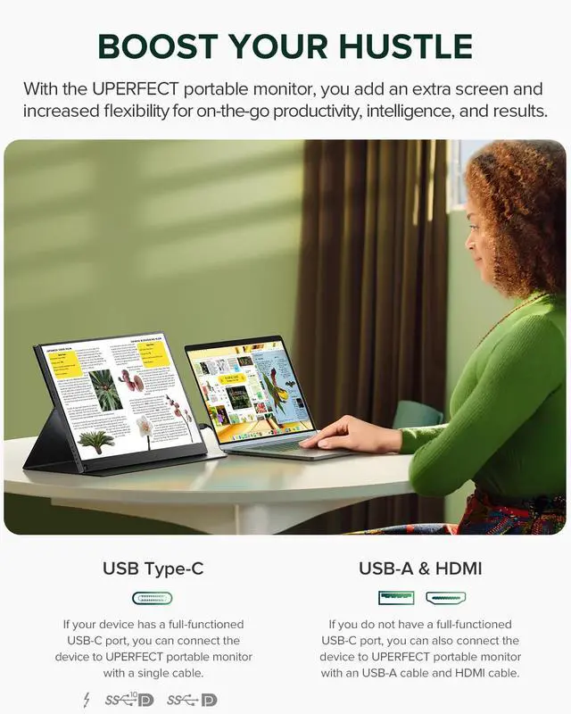 Alt view image 4 of 7 - EVICIV Portable Monitor 16" 2K 2560x1600  Gaming Monitor 100%sRGB USB C HDMI for PS Xbox