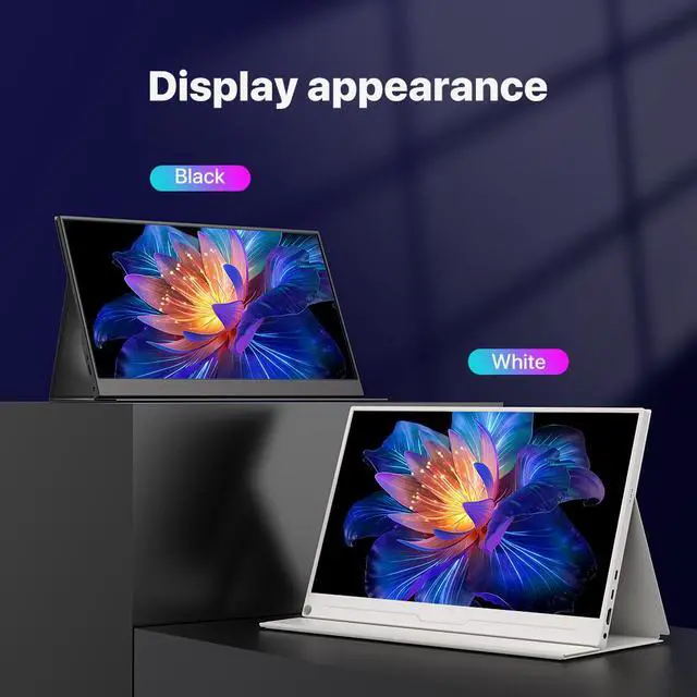 Alt view image 3 of 7 - EVICIV 15.6" 1080P FHD Portable Monitor with USB-C, HDMI, VESA & Smart Case - Matte IPS Display for Switch/PS5/PC/Phone White Monitor