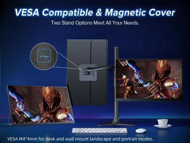 Alt view image 3 of 7 - EVICIV 17.3-Inch EVICIV 2K 144Hz Portable Monitor High-Resolution HDR IPS Gaming Display with VESA & Dual Speakers