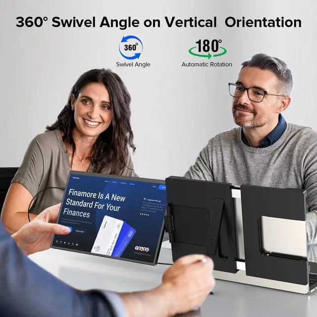 Alt view image 4 of 7 - EVICIV 2K 14" 360° Swivel Hinge Laptop Screen Extender, 2240x1400 QHD IPS Portable Monitor for 14"-17" Laptops - Plug & Play with Mac, Win, Dex (Only one Screen)