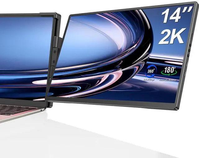 Main image of EVICIV 2K 14" 360° Swivel Hinge Laptop Screen Extender, 2240x1400 QHD IPS Portable Monitor for 14"-17" Laptops - Plug & Play with Mac, Win, Dex (Only one Screen)