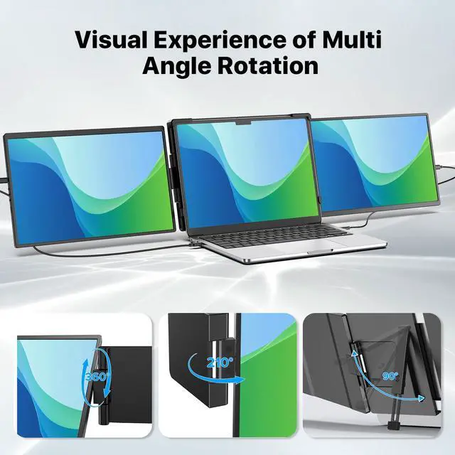 Alt view image 6 of 7 - EVICIV 2K 14" 360° Swivel Hinge Laptop Screen Extender, QHD IPS Portable Dual Monitor for 13.3"-17.3" Laptops - Plug & Play with Mac, Win, Android