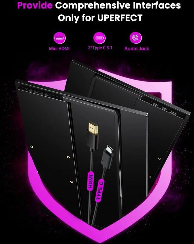 Alt view image 6 of 7 - EVICIV 17.3" 4K UHD Portable Monitor with 100% AdobeRGB, 500 Nits, FreeSync, HDR, Dual Type-C, HDMI, Eye Care, VESA, Smart Cover - For Laptops, PCs, Phones