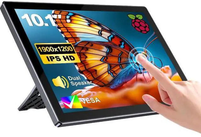 Main image of EVICIV 10.1" 1920x1200 Portable Touchscreen Monitor for Raspberry Pi 4B/3B+/3B with Case, Fan, Stand, VESA, Speaker, Type-C & HDMI