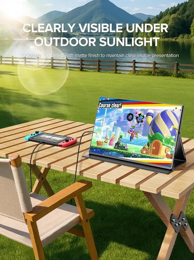 Alt view image 6 of 7 - EVICIV 16" 4K Portable Monitor, 3840x2400 UHD, 1200 Nits High Brightness, 1ms Response, AMD FreeSync, USB-C/HDMI, with Smart Case & VESA, for Laptop, PC, Gaming Consoles