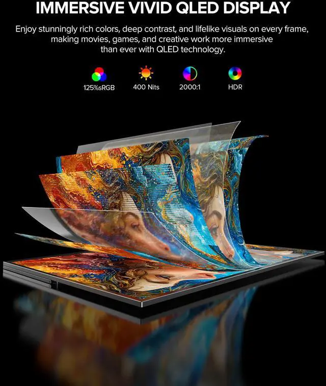 Alt view image 6 of 6 - EVICIV 24" FHD 120Hz Portable Touchscreen Monitor, 100% sRGB, Built-in Stand & VESA Mount, HDMI/USB-C, for Laptop, MacBook, Steam Deck, Gaming and Work