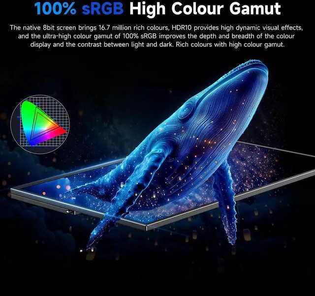 Alt view image 6 of 7 - EVICIV 22" 2K Touchscreen Portable Monitor w/VESA & 180°Adjustable Stand 2560x1440 QHD FreeSync IPS HDR Large Gaming Monitor USB-C HDMI Travel Second Monitor for Laptops, Steamdeck, MacBook, Phones