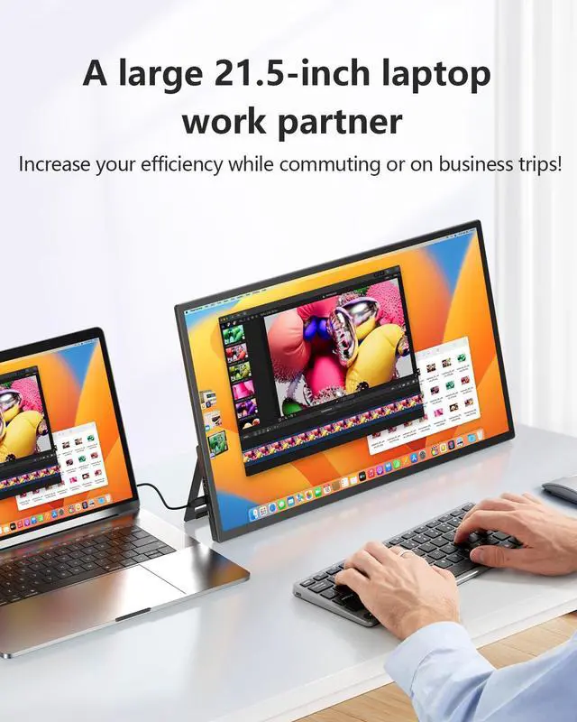 Alt view image 2 of 7 - EVICIV 21.5" 120Hz Portable Gaming Monitor, 1080P FHD USB-C HDMI Portable Display, Built-in Kickstand & VESA Mount, Compatible with Laptop, Steam Deck, Phone