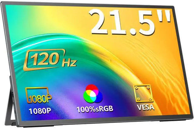Main image of EVICIV 21.5" 120Hz Portable Gaming Monitor, 1080P FHD USB-C HDMI Portable Display, Built-in Kickstand & VESA Mount, Compatible with Laptop, Steam Deck, Phone