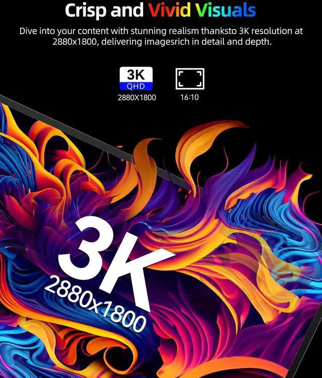 Alt view image 3 of 7 - EVICIV 16" OLED Portable Monitor, 3K 2880x1800, 120Hz, 0.1ms, 500 Nits, 100% DCI-P3, 100000:1 Contrast, Ultra-Slim for Gaming, Work, and Travel