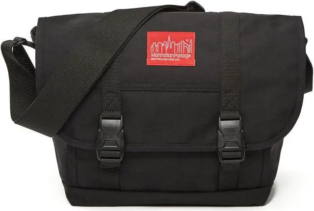 Main image of MANHATTAN PORTAGE NY MESSENGER BAG JR (MD), EVERYDAY MESSENGER BAG FOR MEN & WOMEN, MESSENGER BAG WITH ADJUSTABLE SHOULDER STRAP, WATER RESISTANT COATING, BLACK
