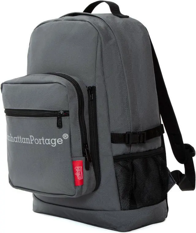 Alt view image 3 of 3 - MANHATTAN PORTAGE GRADUATE LAPTOP BACKPACK, 15" LAPTOP BACKPACK WITH DETACHABLE CROSSBODY BAG, LAPTOP BACKPACK WITH WATER RESISTANT FABRIC, GREY